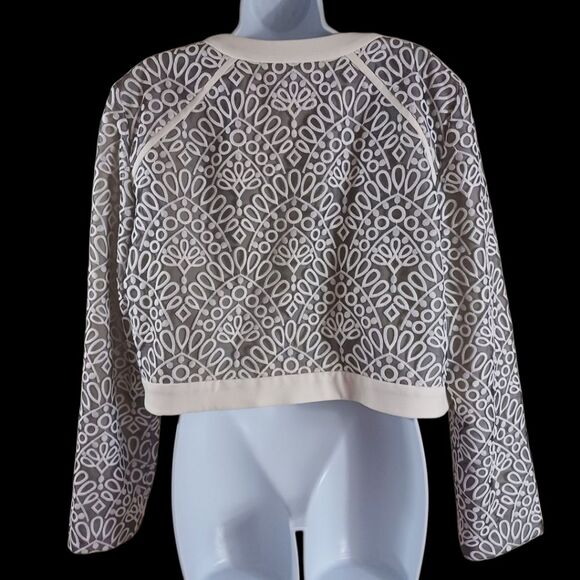 Katherine Kelly Blazer 14 Embroidered Sheer Black Ivory Office Jacket Corpcore - Picture 7 of 10